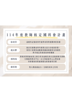 Link to 114年度教師核定國科會計畫